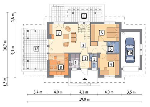 Rzut parteru lustro POW. 96,1 m²