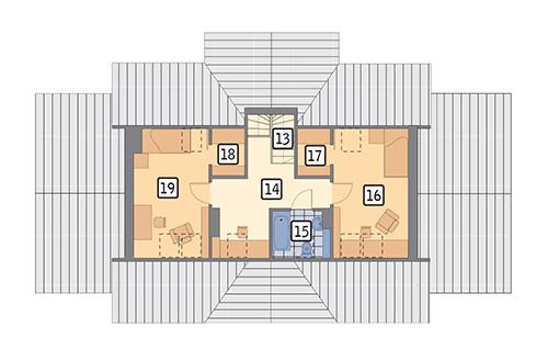 Rzut poddasza lustro POW. 64,6 m²