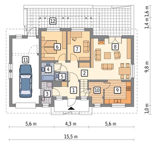 Rzut parteru POW. 110,2 m²