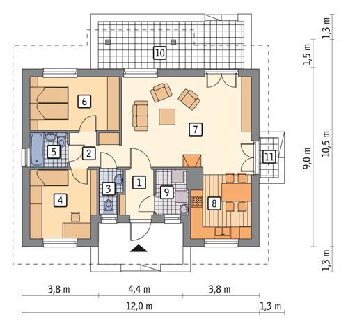 Rzut parteru POW. 79,3 m²