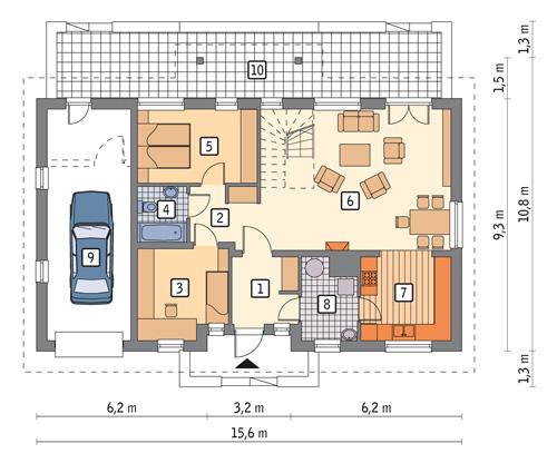 Rzut parteru POW. 112,4 m²
