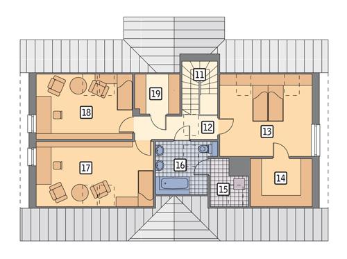 Rzut poddasza POW. 97,4 m²