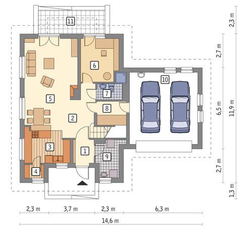 Rzut parteru POW. 106,1 m²
