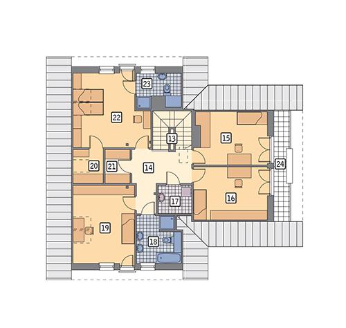 Rzut poddasza: wariant 1 POW. 117,1 m²