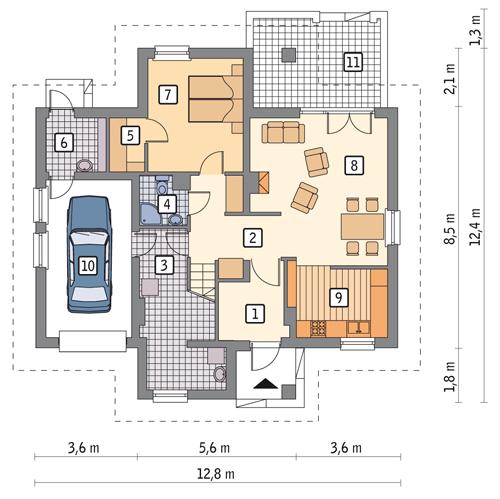 Rzut parteru POW. 96,1 m²