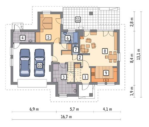 Rzut parteru POW. 119,2 m²