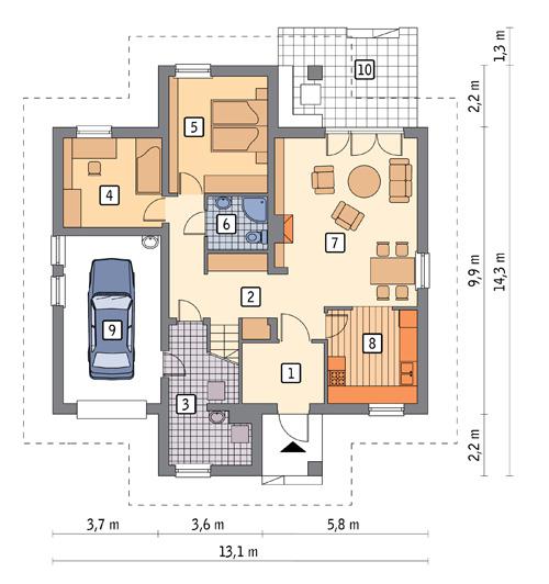 Rzut parteru POW. 110,6 m²