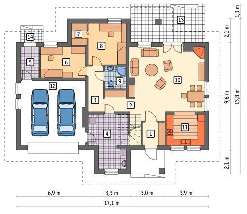 Rzut parteru POW. 143,6 m²