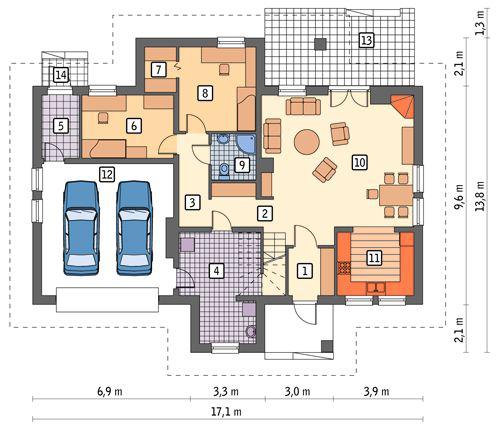 Rzut parteru POW. 143,6 m²