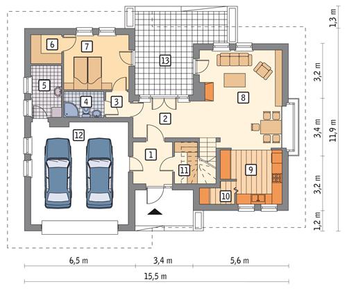 Rzut parteru POW. 117,3 m²