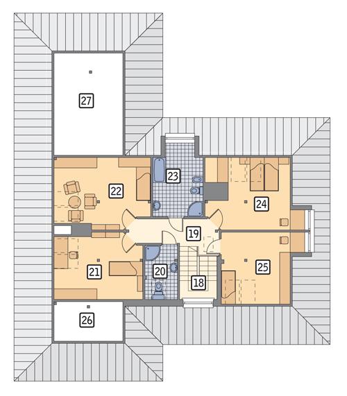 Rzut poddasza POW. 107,6 m²