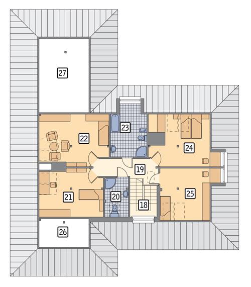 Rzut poddasza POW. 107,6 m²