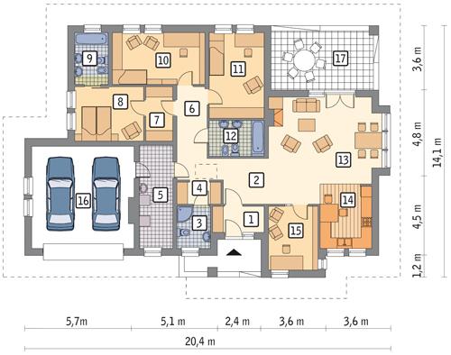 Rzut parteru POW. 177,8 m²