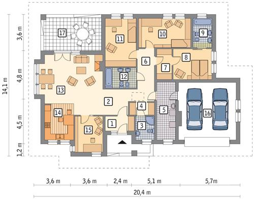 Rzut parteru lustro POW. 177,8 m²
