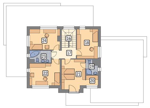Rzut piętra: wersja podstawowa POW. 79,8 m²