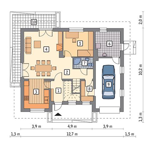 Rzut parteru POW. 95,2 m²
