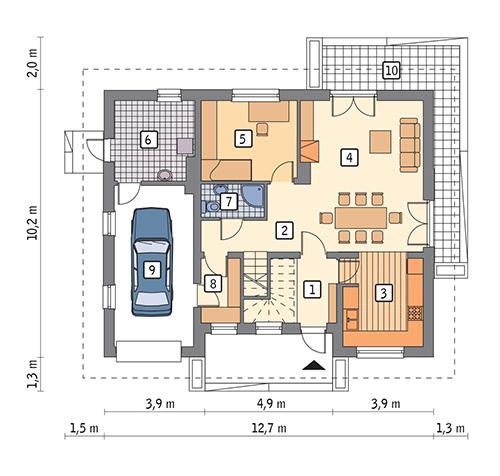 Rzut parteru lustro POW. 95,2 m²