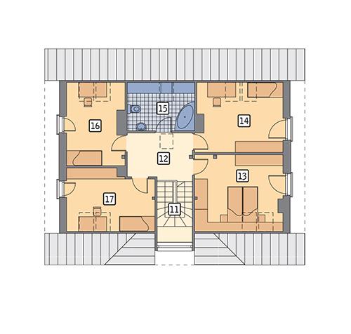 Rzut poddasza lustro POW. 91,3 m²