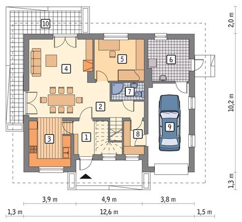 Rzut parteru POW. 94,1 m²