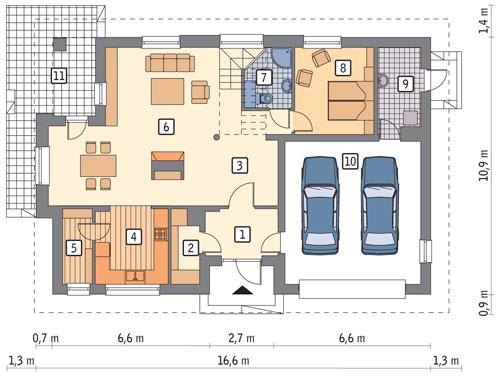 Rzut parteru POW. 129,2 m²