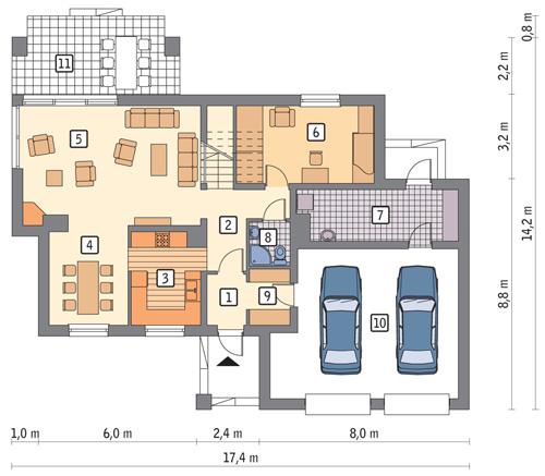 Rzut parteru POW. 131,2 m²