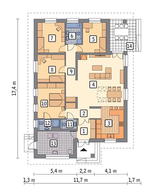 Rzut parteru lustro POW. 143,0 m²