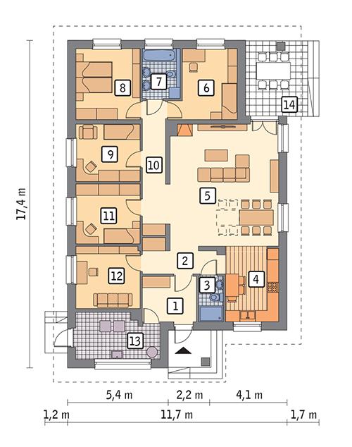 Rzut parteru lustro POW. 143,0 m²