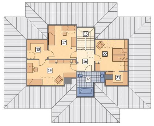 Rzut poddasza lustro POW. 77,6 m²