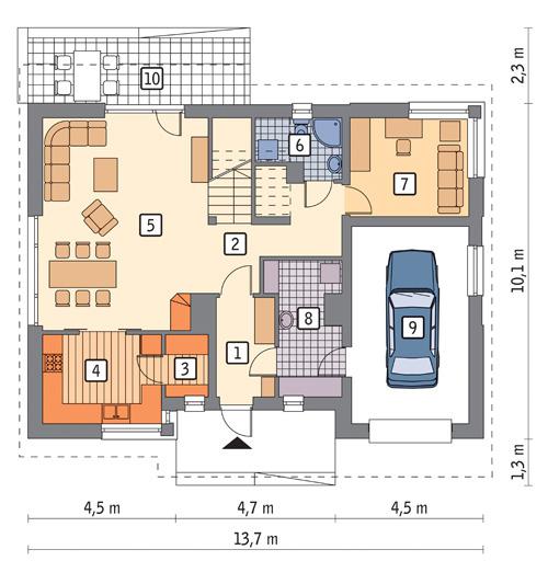 Rzut parteru POW. 98,1 m²