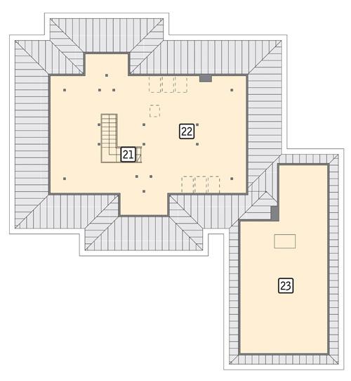 Rzut poddasza: II etap realizacji - do indywidualnej aranżacji (58,5 m2 powierzchni użytkowej)