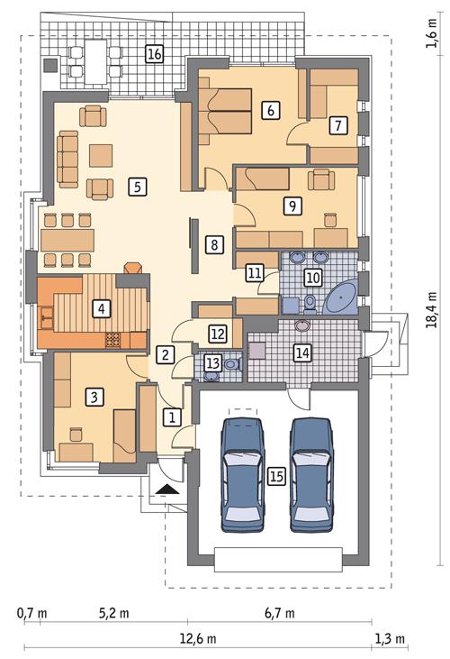 Rzut parteru POW. 155,9 m²