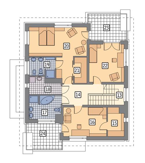 Rzut piętra POW. 107,8 m²