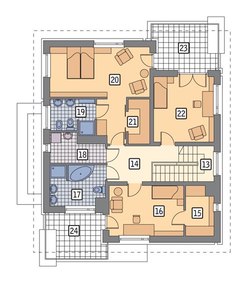 Rzut piętra POW. 107,8 m²