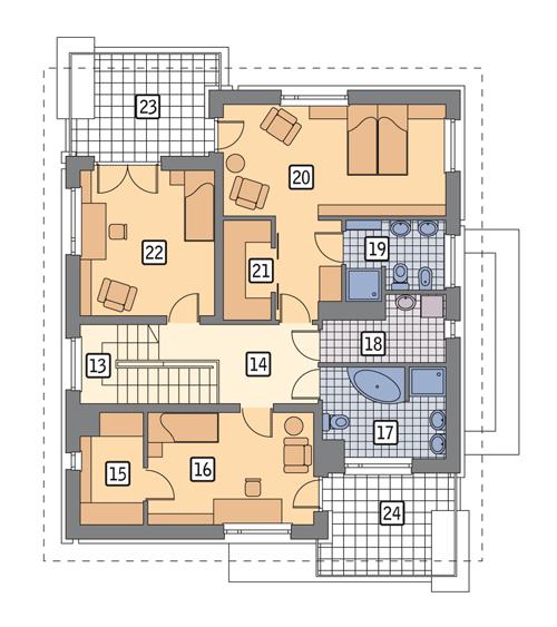 Rzut piętra lustro POW. 107,8 m²