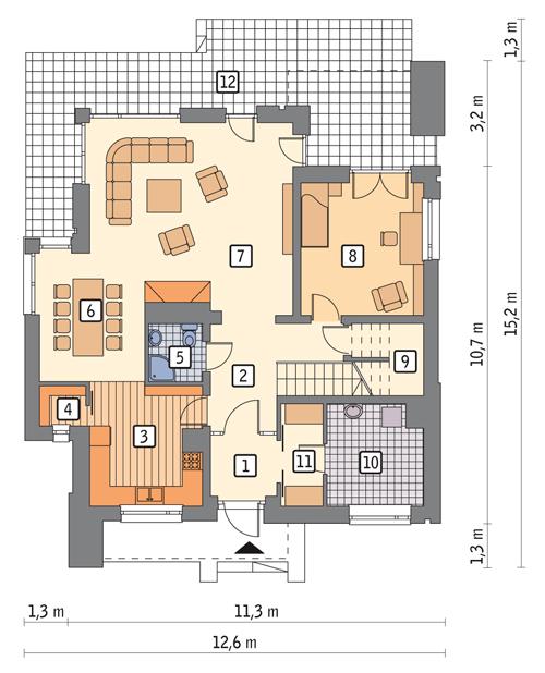 Rzut parteru POW. 103,3 m²