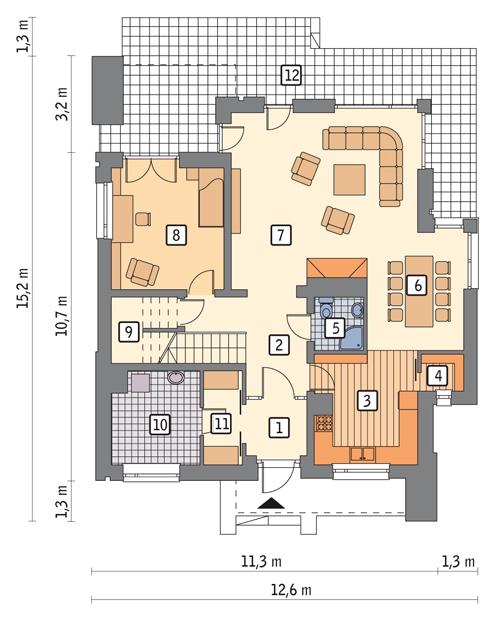 Rzut parteru lustro POW. 103,3 m²