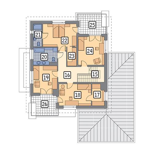 Rzut piętra POW. 108,2 m²
