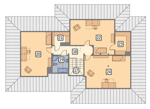 Rzut poddasza POW. 124,1 m²