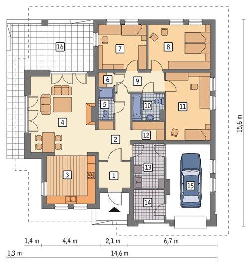 Rzut parteru POW. 148,4 m²