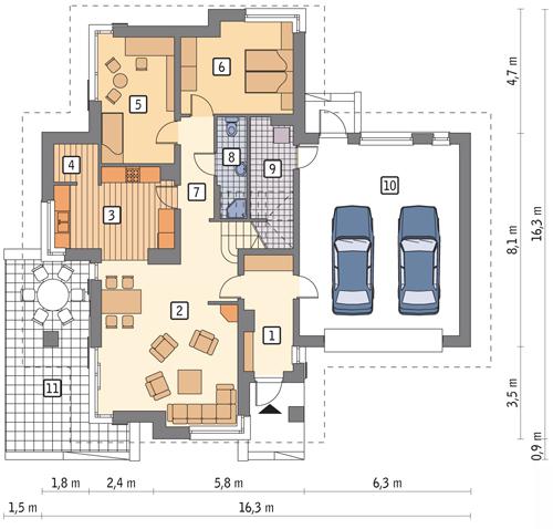 Rzut parteru POW. 146,0 m²