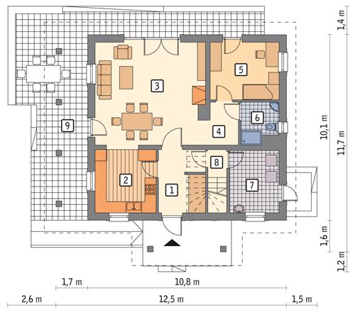 Rzut parteru POW. 78,7 m²