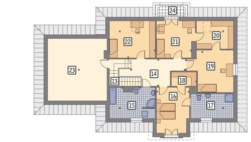 Rzut poddasza lustro POW. 160,6 m²
