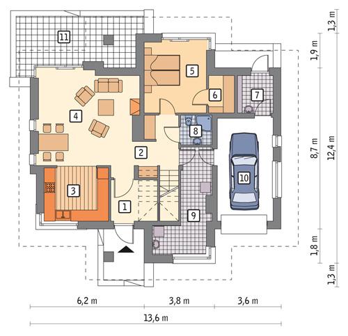 Rzut parteru POW. 97,4 m²