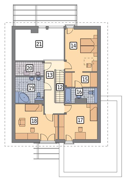 Rzut poddasza POW. 90,0 m²