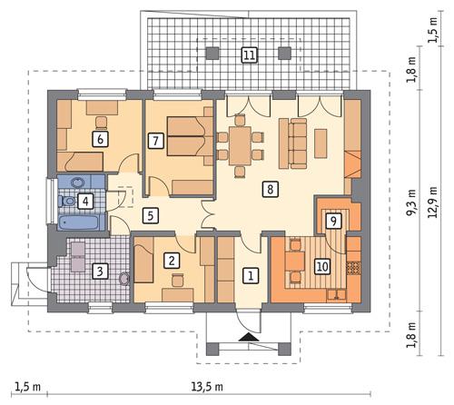 Rzut parteru POW. 98,0 m²