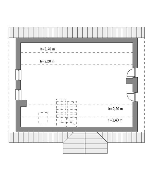 Rzut poddasza: Do indywidualnej adaptacji (49,4 m2 powierzchni użytkowej)