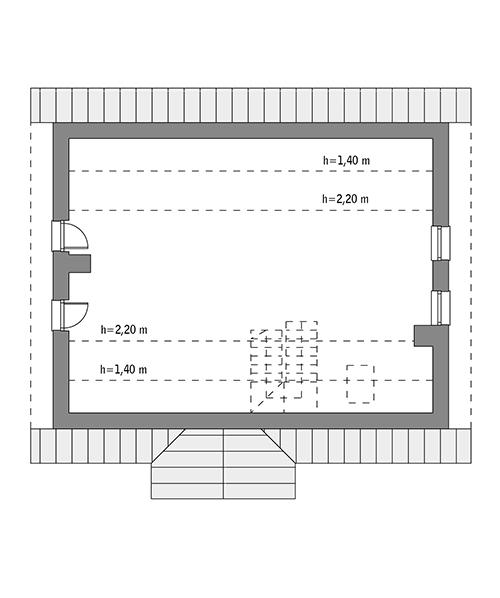 Rzut poddasza lustro: Do indywidualnej adaptacji (49,4 m2 powierzchni użytkowej)
