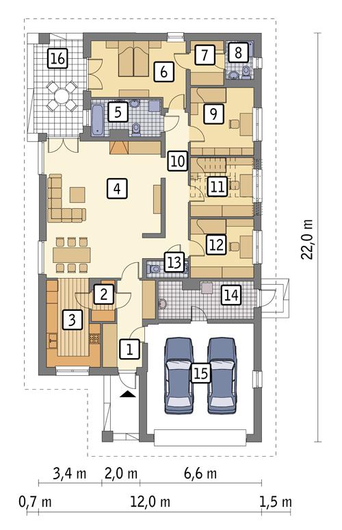 Rzut parteru POW. 186,6 m²