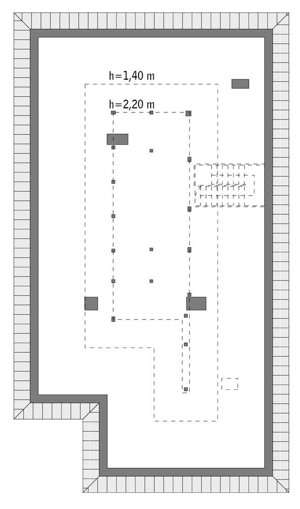 Rzut poddasza: do indywidualnej adaptacji (65,4 m2 powierzchni użytkowej)