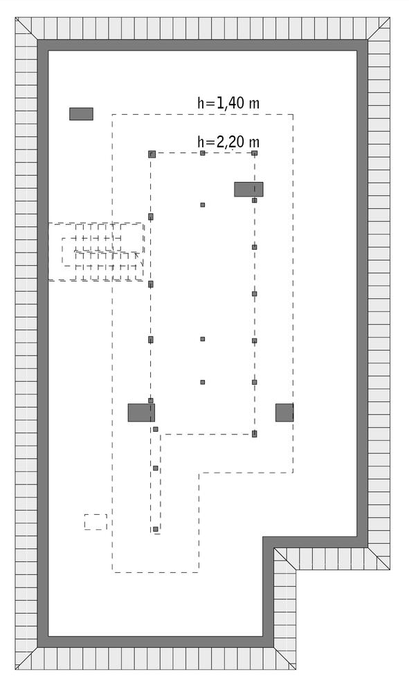 Rzut poddasza lustro: do indywidualnej adaptacji (65,4 m2 powierzchni użytkowej)